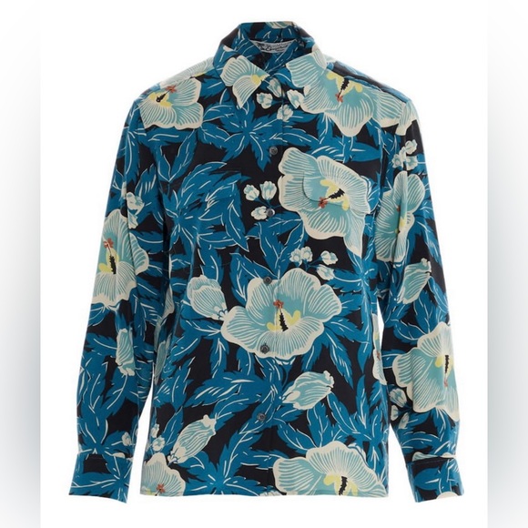 Equipment Hawaiian shirts 100% Silk Amaia silk long sleeve button up blouse Med - Picture 7 of 15